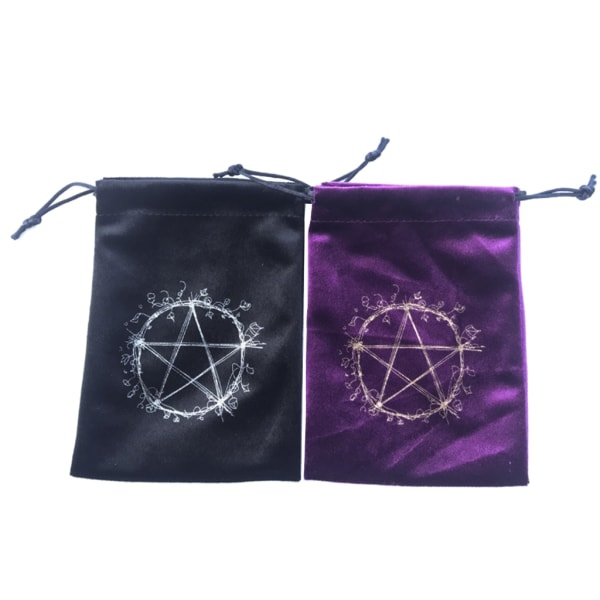Tarot Rune Taske Pentakel Tarotkort Opbevaringspose Praktisk Terningpose Snøre Spåntilbehør Smykkepose Lilla