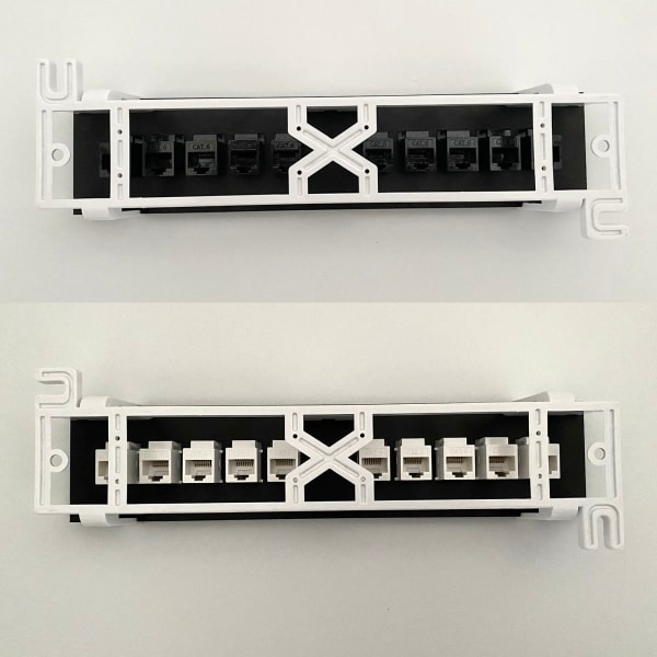 Patchpanel CAT6 10 portar 10G stöd 1U Nätverkspatchpanel UTP 19 tum Väggmontering eller rackmontering Punch Down Block för CAT6 Vit