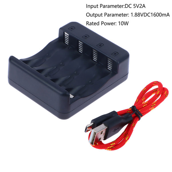 4-slots Smart Ni-Zn batterilader Indikator Opladningskabel Sma Black
