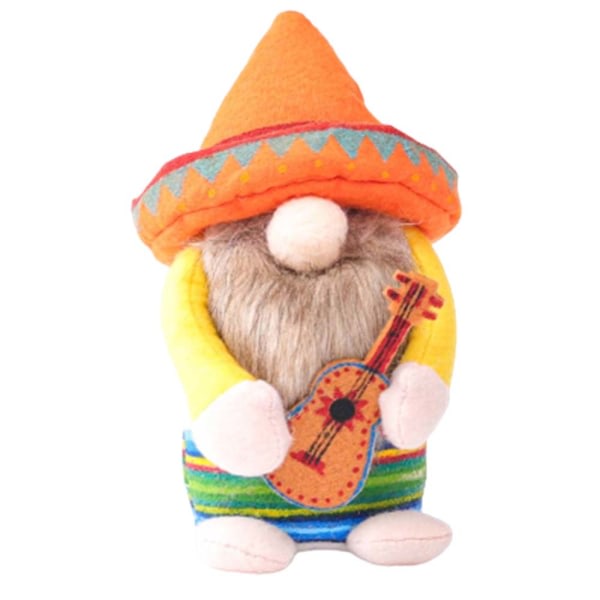 Tomtar Plyschleksaker Mexikansk karnevalsprydnad Luddrig dvärgdocka som håller instrument B