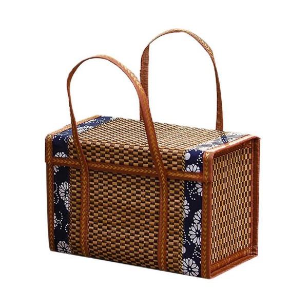 Vävd bambuprodukt Camping bärbar förvaringslåda Handvävd korg Special utomhus picknickkorg