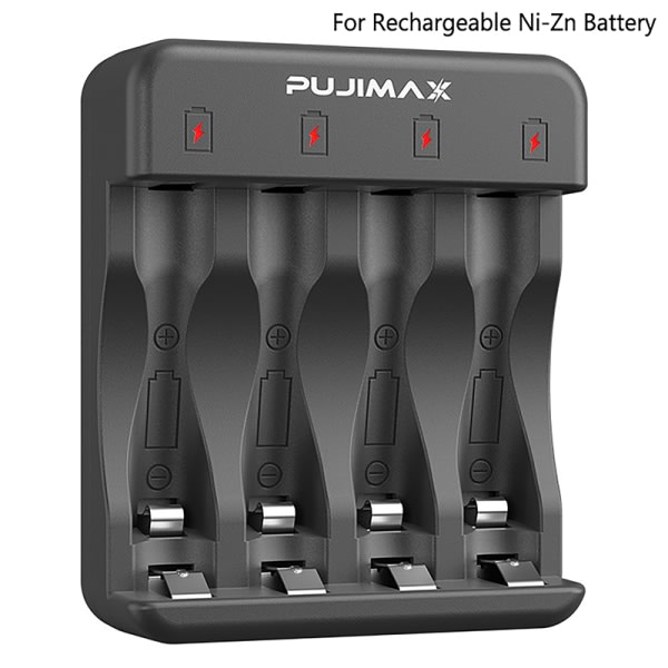 4-slots Smart Ni-Zn batterilader Indikator Opladningskabel Sma Black