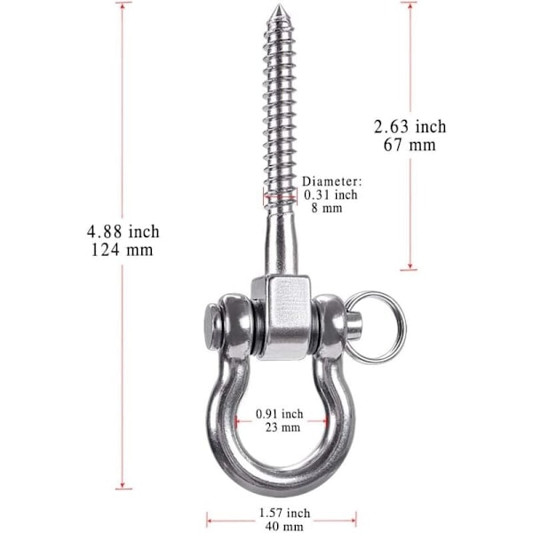 Pieces 304 Rustfrit Stål Loftkrog, Suspension Trainer Hængesæt til Hængestol, Hængelampe, Hængekøje, Boksesæk, Sling Trainer