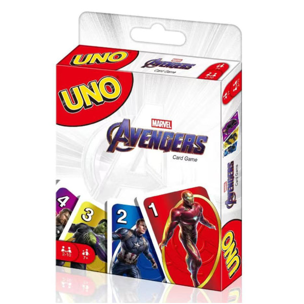 Marvel's Avengers korttipeli 112 kortilla super sanktioiden kokoelmasta, korttipeli ja lautapeli 2-10 pelaajalle, 7+ vuotiaille