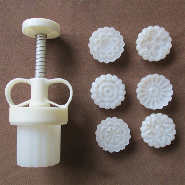 Plast Månekageform 35g Blommestempel Cookie Cutter Form Håndtryk Bagetilbehør Mid-Autumn Festival Køkkenudstyr