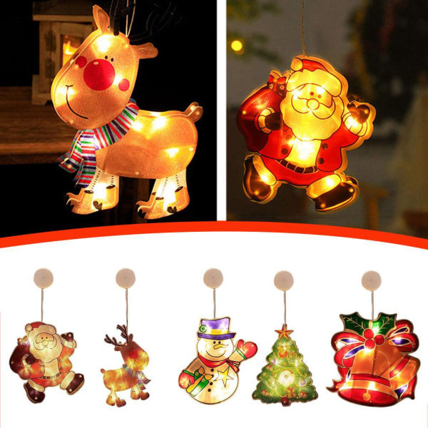 Julevindueshengende Lys med Sugkopp & Krok Xmas San E 1st