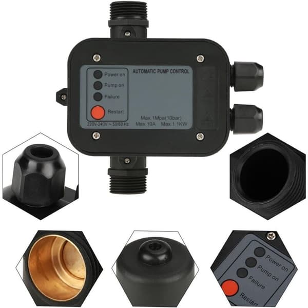Tryckregulator för pump - 10 Bar tryckströmbrytare utan kabel - 220V vattenpumps tryckströmbrytare