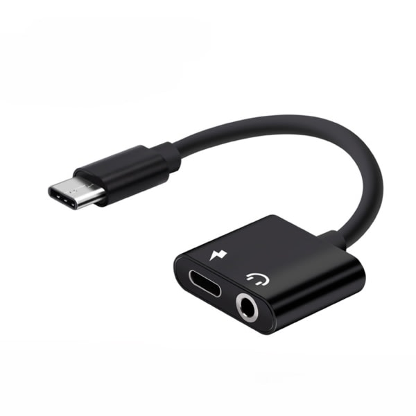 Type-C Adapter Aux hörlursadapter USB c til 3,5 mm hörlursuttag Adapter Svart Black
