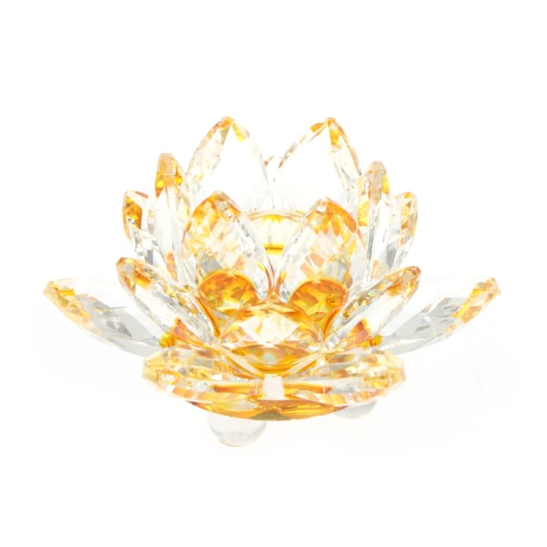 60 mm kvartskristall Lotus Flower Hantverk Glas Fengshui prydnad Keltainen one size Yellow one size