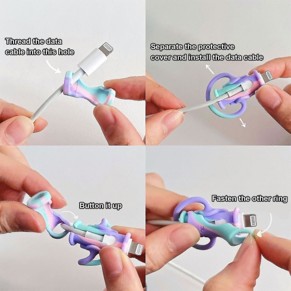 2-in-1-datakaapeli suojus, söpö eläin kaapeli suojus USB-latauskaapeli suojus matkapuhelimille ja tableteille datalinjoille