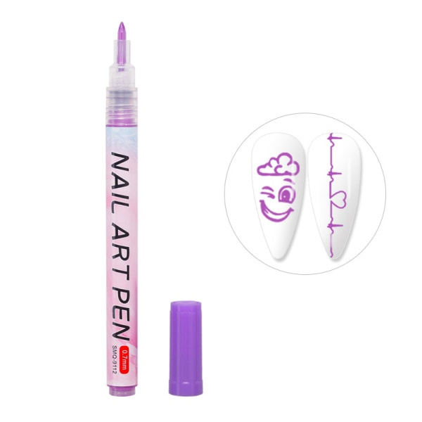 Kynsien taide Graffiti-kynä UV-geelilakka Vedenpitävä piirustusmaalaus Violetti yksi koko Purple one size