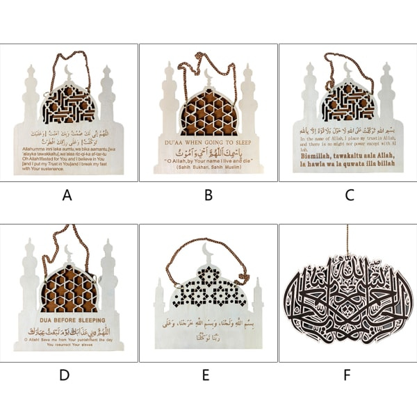 Ramadan Eid Mubarak -puinen riipus DIY-kransin koristeluun juhliin - E