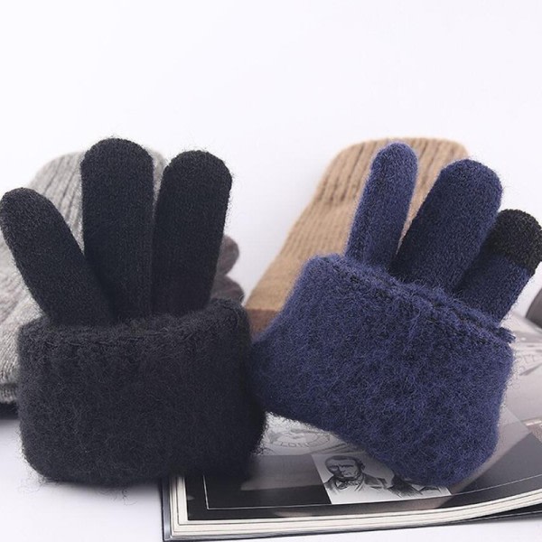 Varma helfingerhandskar för män Vinter Double Layer Touch Thicken A7