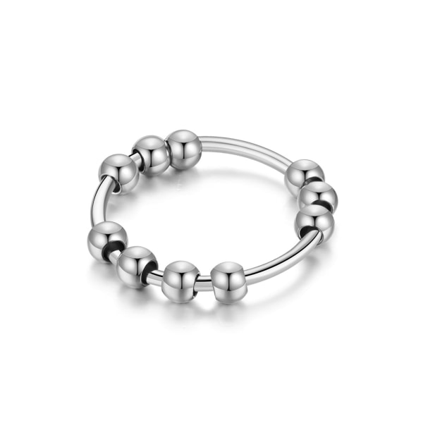 Personality Rotated Bead Ring Angest Dekompression Finger-Ring Anti Anxiety Ring för Kvinnor Män Fidget-Rings Smycken Stål Färg - 6