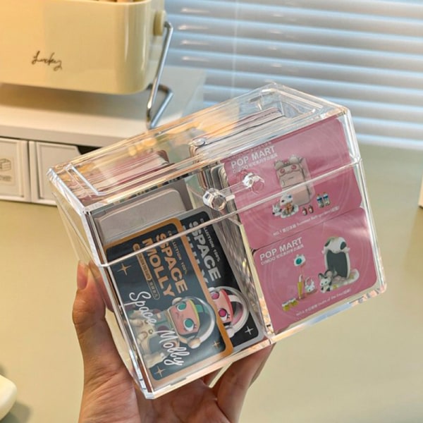 Genomskinlig akrylkort opbevaringslåda rymmer 400 vykort 12x10.