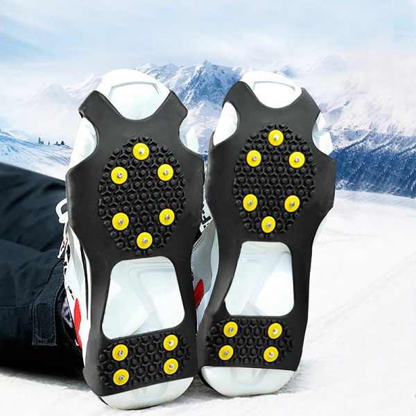 10-knoppar snöiskloklättring Anti-slip Spikes Grips Crampon C svart S