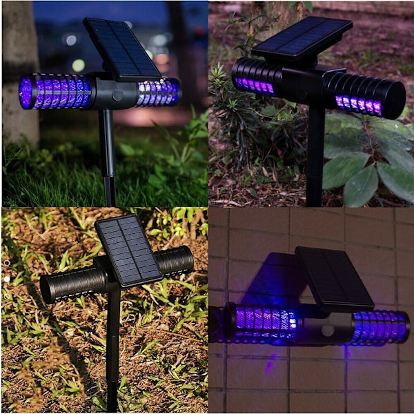 Solcelledrevet myggfangerlampe, elektrisk insektsfangerlampe for husholdninger, myggmiddel for plen og myggsmeller