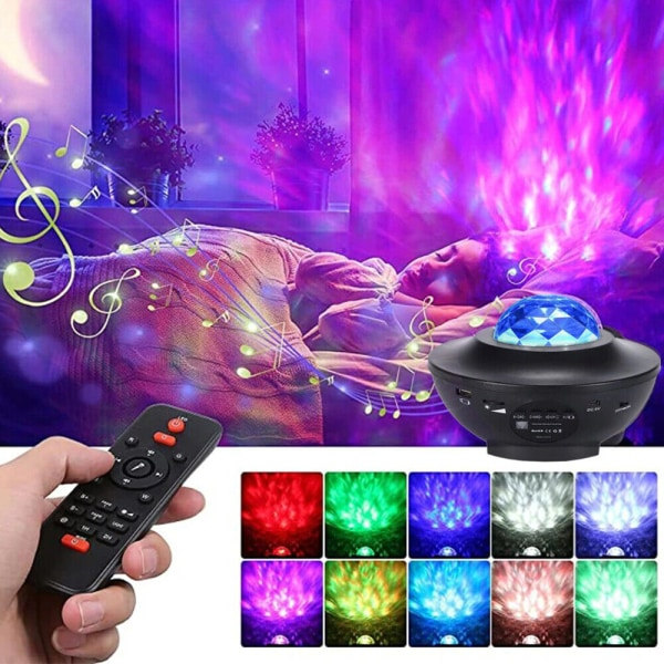 Stjärnprojektor Galaxy LED med Bluetooth-högtalare Fjärrkontroll Sky Lamp för barn vit