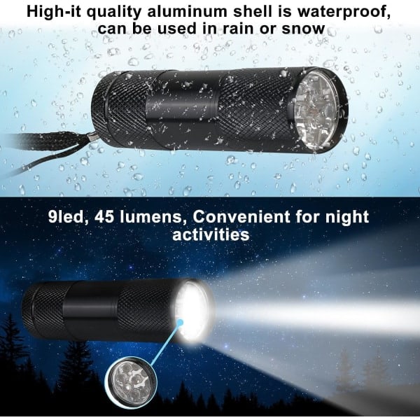 Mini lommelygte - 8 stk LED lommelygte til børns fødselsdagsfest