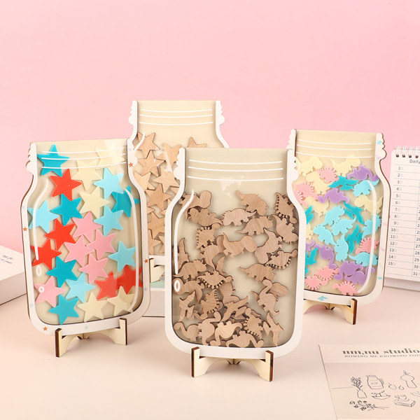 1PC Star Reward Jar Children Reward System Träskiva Colorfu färgglada stjärnor ONESIZE colorful stars ONESIZE