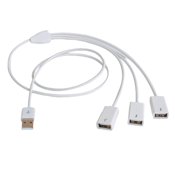 Bærbar 3 i 1 USB-splitter med flere USB-porte USB-forlængerkabel 1m/3,3ft Hvid