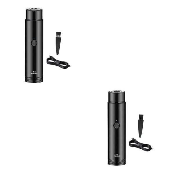 1/2/3/5 Mini sähköinen partakone Kannettava Vedenkestävä Helppo puhdistaa Musta 2 kpl Black 2PCS