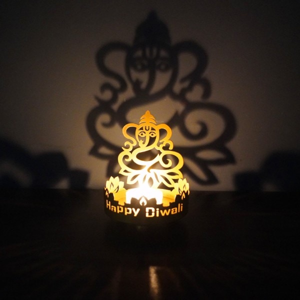 Metallisk Ljusstake Projektion Buddha Staty Ljusstake Bordshållare Dekorativ Ihålig Ljusstake Middag null - D
