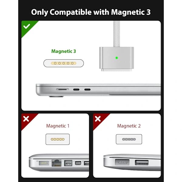 MagSafe 3 Opladerkabel 2m – USB-C Sort Svart