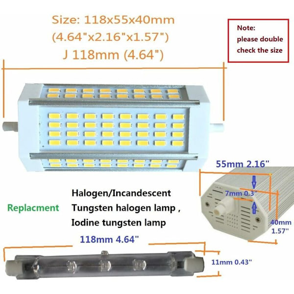 R7s himmennettävä led-lamppu 30W lämmin valkoinen 3000K 220V kohdevalo 3000lm slim j