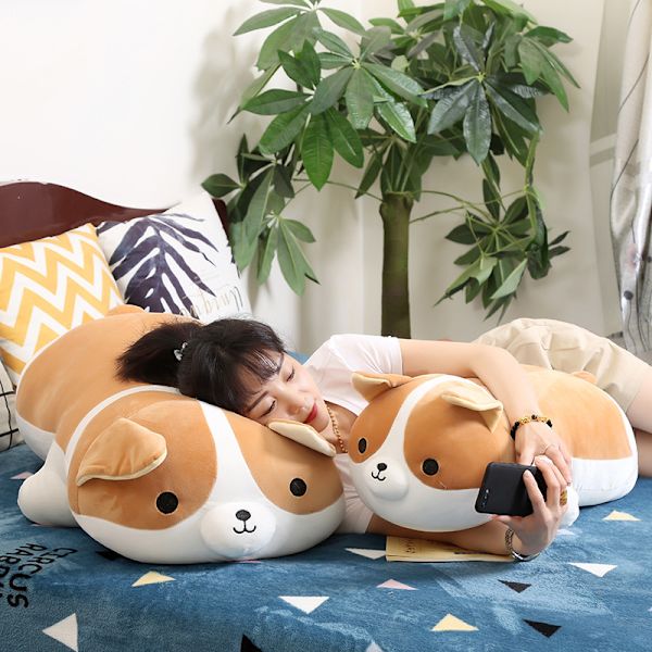 Corgi plysdyr Shiba Inu hund Kawaii plyslegetøj blød krammepude, 15,75 tommer