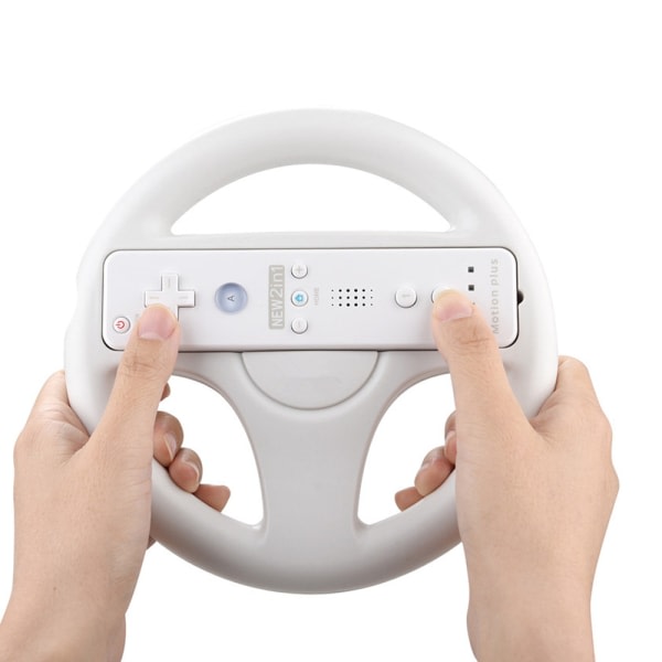 Produkter Ratt for Nintendo Wii Motion Plus fjernkontroll (2-pakning) Ideell for Mario Kart Racing-kjørespill, hvit