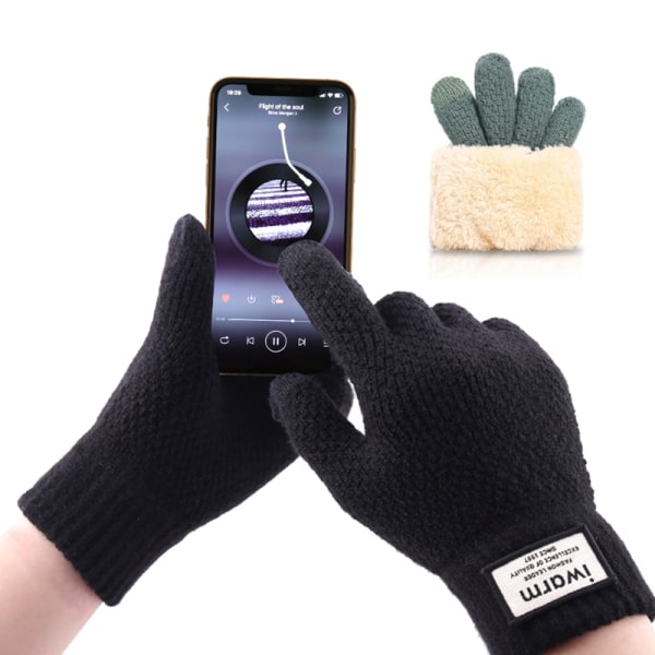 Varma helfingerhandskar för män Vinter Double Layer Touch Thicken A7