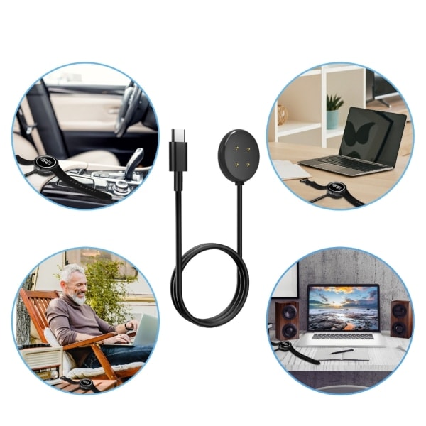 Magnetisk ladestasjon med USB-ladekabel for Pixel Watch 2 - Hvit - USB