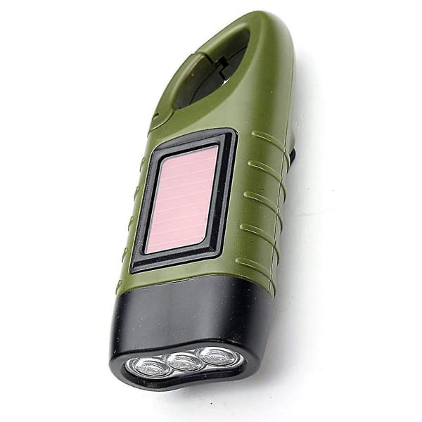 Hand Crank Solar Powered Rechargeable Flashlight Emergency LED