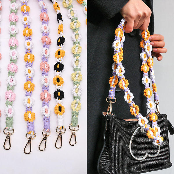 Ny håndvevd nøkkelring i blomsterflettet design. Mobiltelefon Cha H H H H