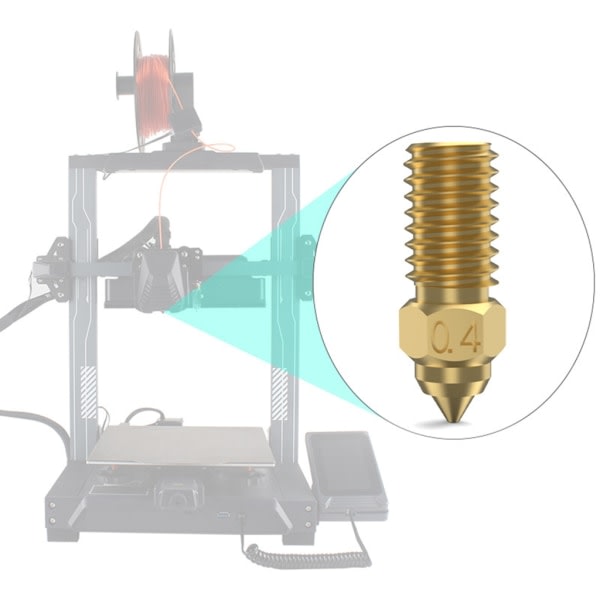0,4 mm suuttimet messinkiä ja kovakromattuja teräsuuttimia 3D-tulostin osia varten