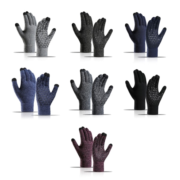 Vinterstrikkede varme handsker Tykke ensfarvede varme Touch Warm Ridi cyan OneSize cyan OneSize