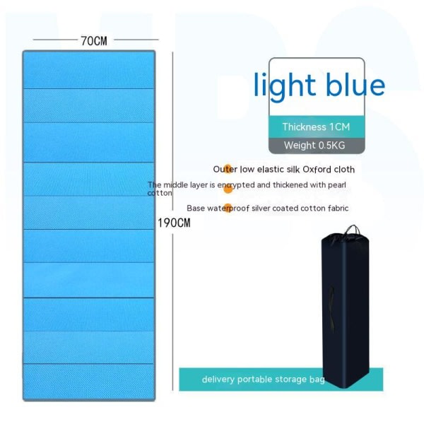Foldbar fuktresistent sovematte for utendørs camping og kontorhvile lyseblå