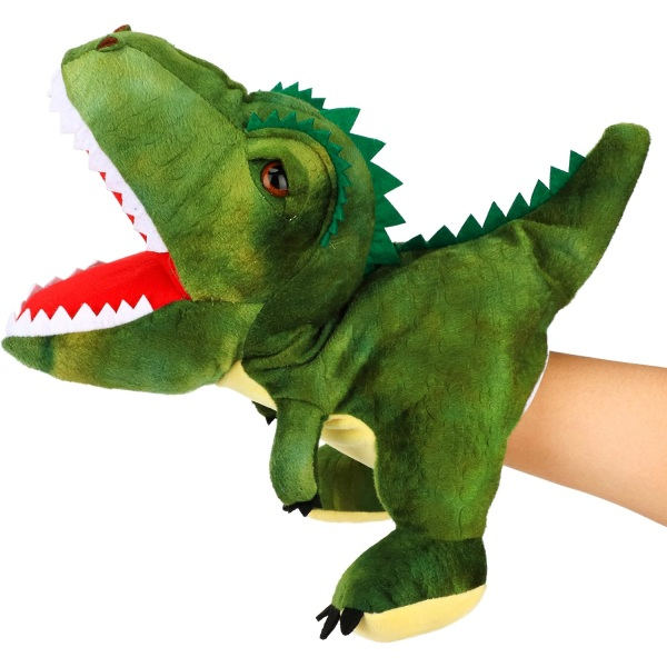 Pehmeä dinosaurus käsi nukke liikkuvalla suulla T-Rex pehmolelu