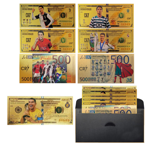 Ronaldo stjernefodbold mindebanksseddel europæisk cup perifer sand super liga souvenir perifer 10pcs and envelope 2