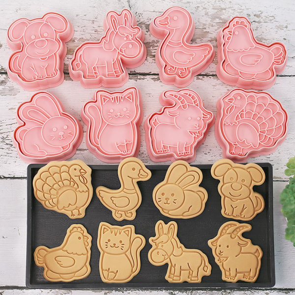 8 stk Form Cookie Stempel Press Fondant Sukker Craft B
