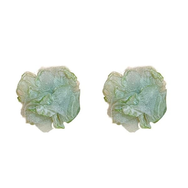 Stoff Store Blomst Ørepynt Temperament Blomster Ørepynt Elegant Bryllup Smykker For Kvinner Og Jenter Grønn