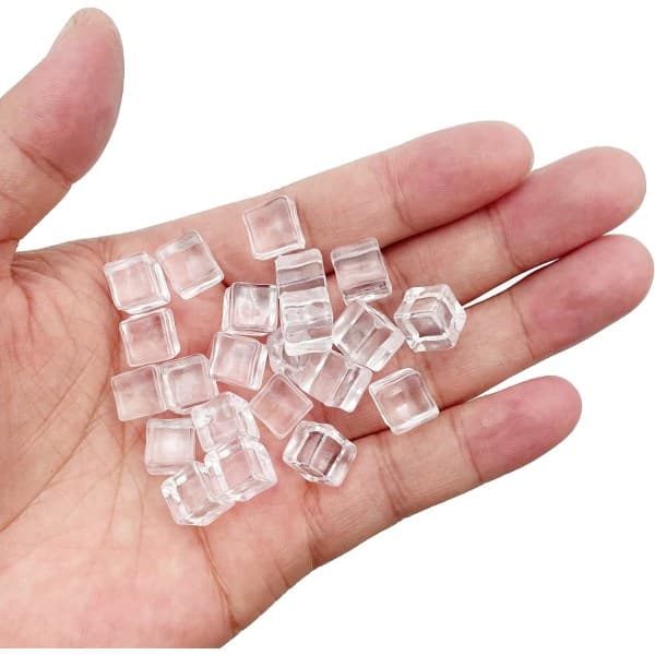 Fake Crushed Square Ice Cubes Artificial Acrylic Crystal Diamonds (Square-12MM 100 Pieces)