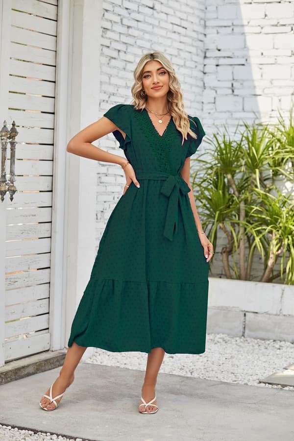 Women's Short Sleeve Maxi Dresses Navy L