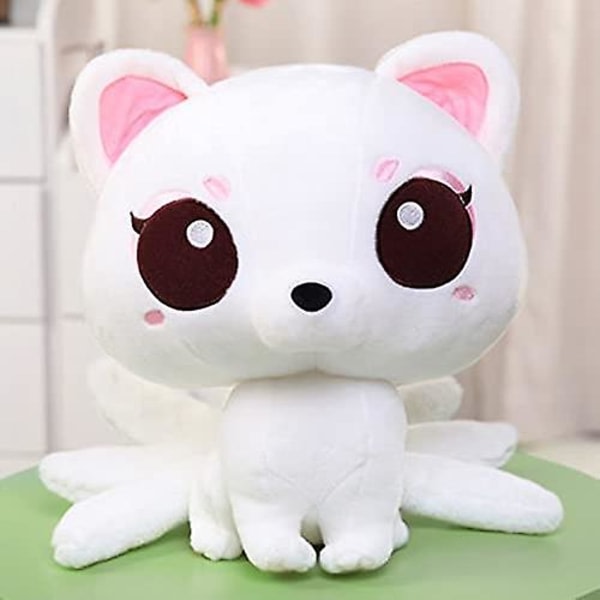 Realistinen Valkoinen Kettu Plyysi Yhdeksän Hännän Kettu Leikkikalu Pehmeä Halattava Tyyny, Nine Tails Fox Pehmolelu Kyuubi Kitsune Nuket Lahjat - 10 tuumaa