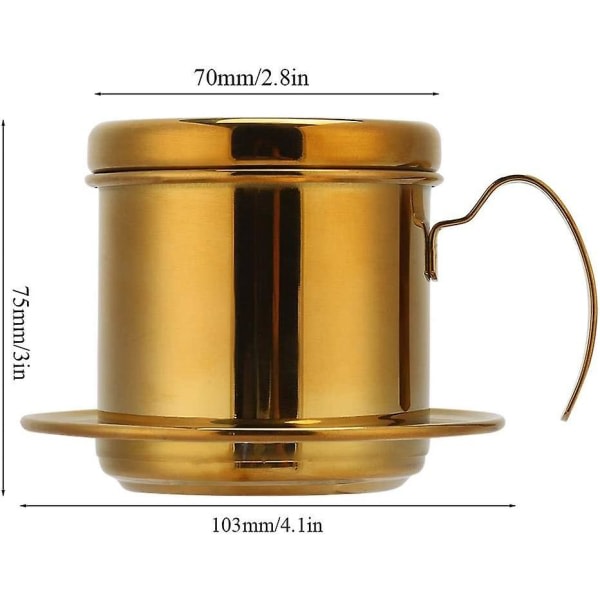 Coffee Maker Stainless Steel Pot Vietnamese Style Coffee Drip Maker for Home Kitchen Office Outdoor (1pc, Gold) zdq