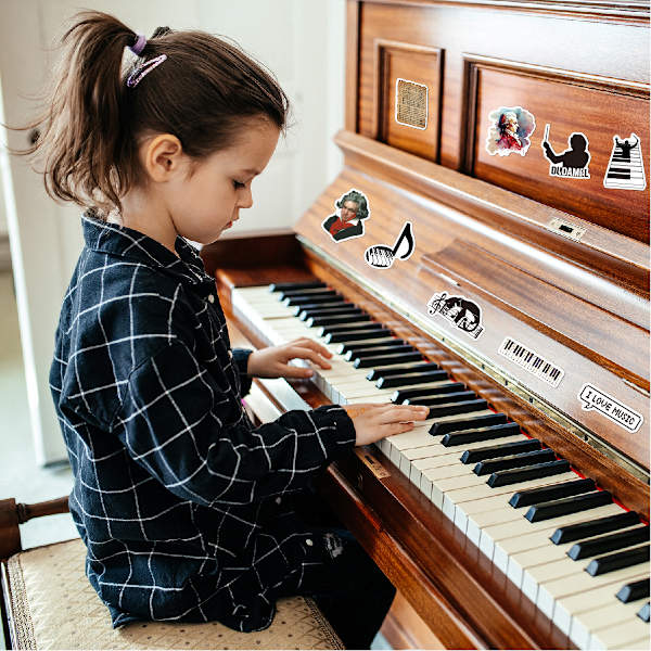 Musikstickers 50 Beethoven Bach Mozart Musikinstrumenter Guitar Piano Kandekopdækning Klassisk Musikstickers A