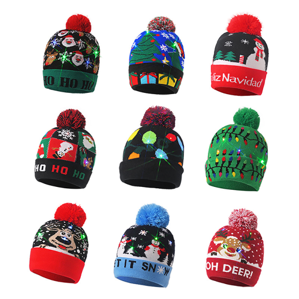 Kreativ blinkande LED-ljus julhatt snögubbe vinter varm C A1 one size A1 one size