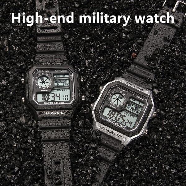 Digital Sports Luminous Chronograph för män Vattentät Slim Elect Silver one size Silver one size