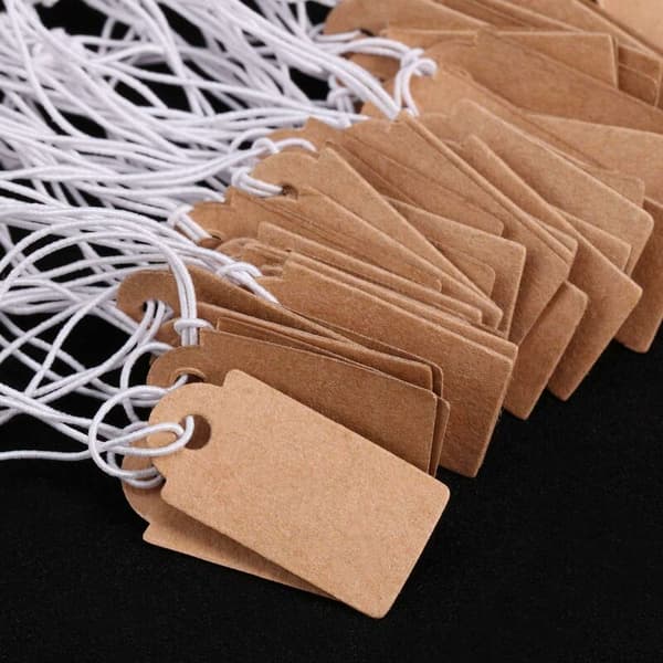 300 ark med merkelapper Prislapper Skrivbare blanke prislapper Displaymerker med elastisk hengesnor, Kraft